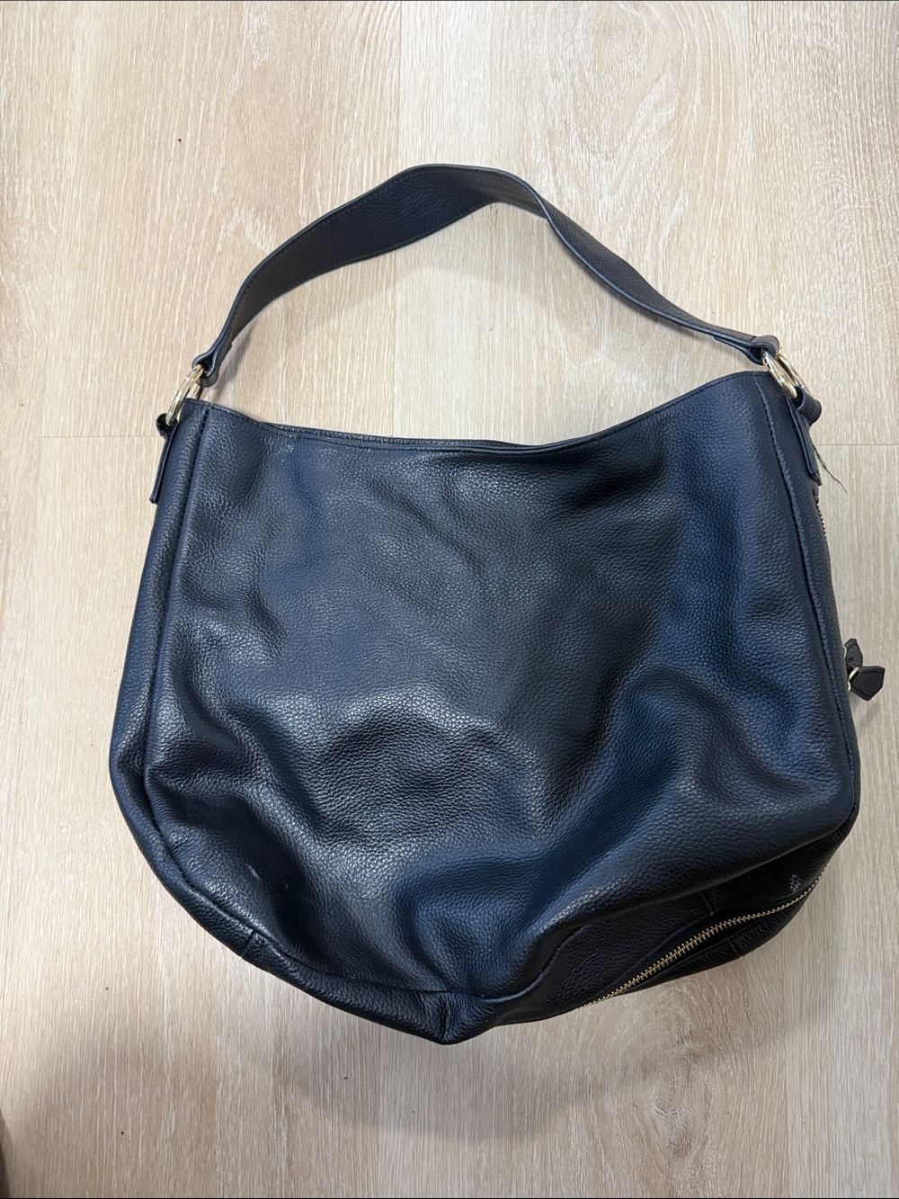 Everyday Black Pebbled Leather Shoulder Bag